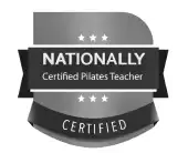 Nationally Certified Pilates Teacher credential demonstrating professional Pilates training and expertise